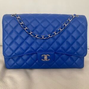 Chanel rare limited edition Blue Roi Classic Flap Maxi